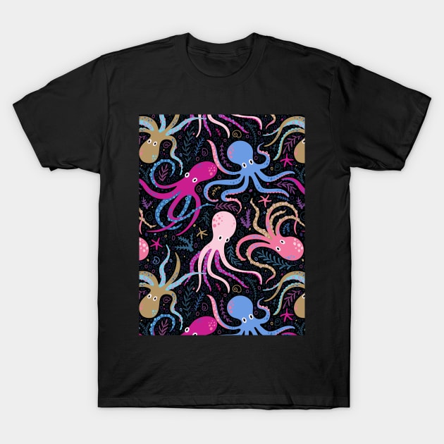 Octopus Pattern T-Shirt by yuliia_bahniuk